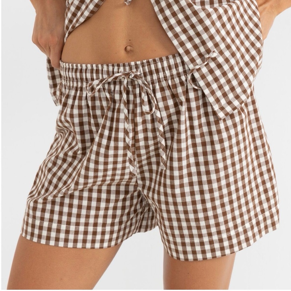 Rhythm Brown Gingham Drawstring Women’s Shorts